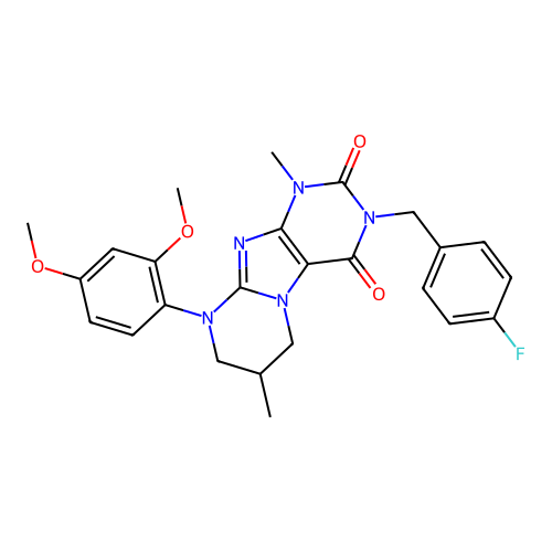 9-(2,4-dimethoxyphenyl)-3-(4-fluorobenzyl)-1,7-dimethyl-6,7,8,9-tetrahydropyrimido[2,1-f]purine-2,4(1H,3H)-dione structure