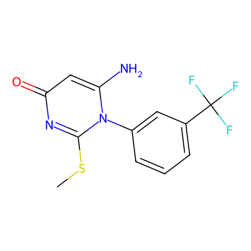 6-amino-2-(methylthio)-1-(3-(trifluoromethyl)phenyl)pyrimidin-4(1H)-one structure