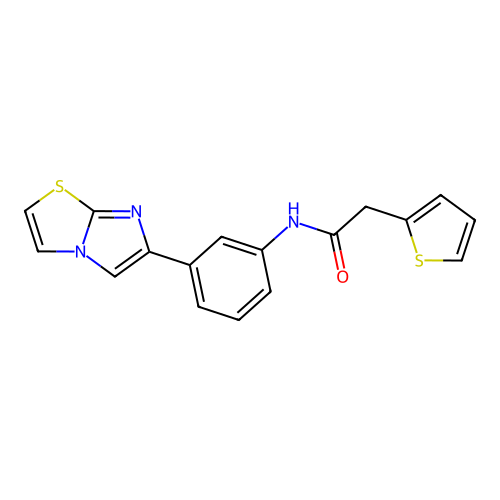 N-(3-(imidazo[2,1-b]thiazol-6-yl)phenyl)-2-(thiophen-2-yl)acetamide structure