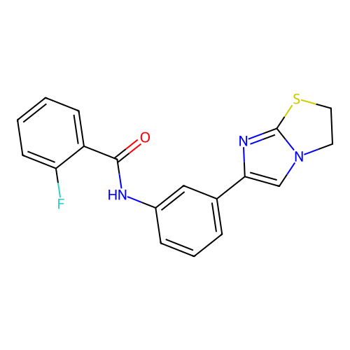 N-(3-(2,3-dihydroimidazo[2,1-b]thiazol-6-yl)phenyl)-2-fluorobenzamide structure