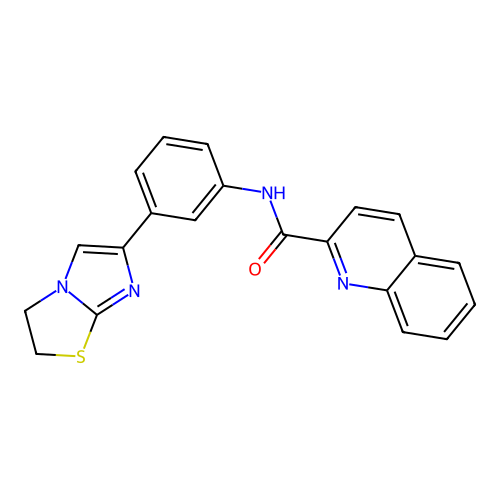 N-[3-(2,3-dihydroimidazo[2,1-b][1,3]thiazol-6-yl)phenyl]quinoline-2-carboxamide structure