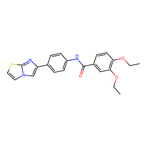 3,4-diethoxy-N-(4-imidazo[2,1-b][1,3]thiazol-6-ylphenyl)benzamide structure