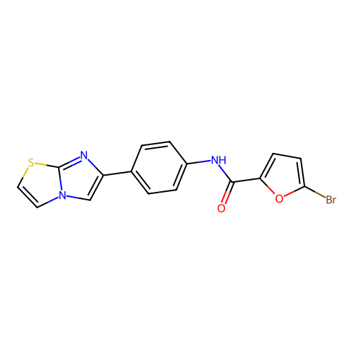 5-bromo-N-(4-(imidazo[2,1-b]thiazol-6-yl)phenyl)furan-2-carboxamide structure