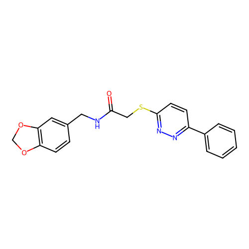 N-(1,3-benzodioxol-5-ylmethyl)-2-(6-phenylpyridazin-3-yl)sulfanylacetamide structure