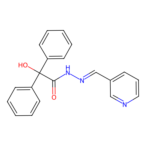 2-hydroxy-2,2-diphenyl-N-[(E)-pyridin-3-ylmethylideneamino]acetamide structure