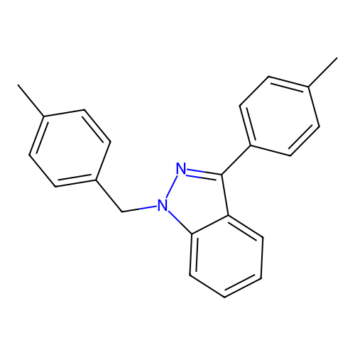 1H-Indazole, 3-(4-methylphenyl)-1-[(4-methylphenyl)methyl]- structure