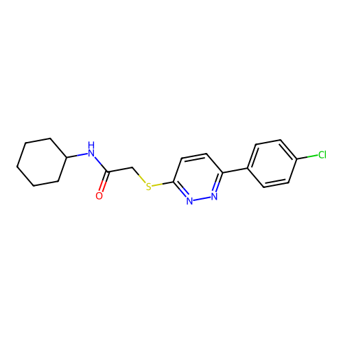 2-[6-(4-chlorophenyl)pyridazin-3-yl]sulfanyl-N-cyclohexylacetamide structure