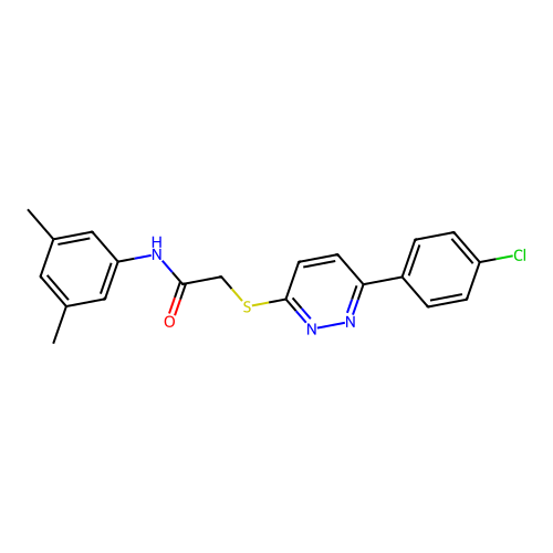 2-((6-(4-chlorophenyl)pyridazin-3-yl)thio)-N-(3,5-dimethylphenyl)acetamide structure