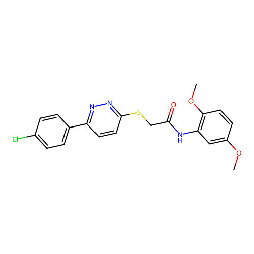 2-[6-(4-chlorophenyl)pyridazin-3-yl]sulfanyl-N-(2,5-dimethoxyphenyl)acetamide structure