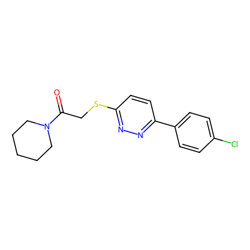 2-[6-(4-Chlorophenyl)pyridazin-3-yl]sulfanyl-1-piperidin-1-ylethanone structure