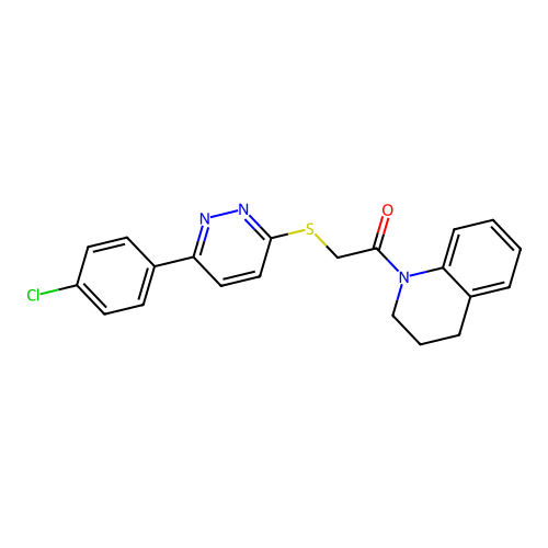 2-{[6-(4-chlorophenyl)pyridazin-3-yl]sulfanyl}-1-(1,2,3,4-tetrahydroquinolin-1-yl)ethan-1-one structure