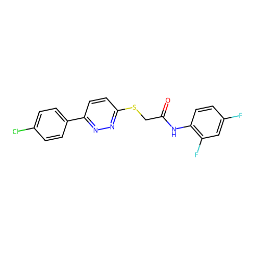 2-[6-(4-chlorophenyl)pyridazin-3-yl]sulfanyl-N-(2,4-difluorophenyl)acetamide structure