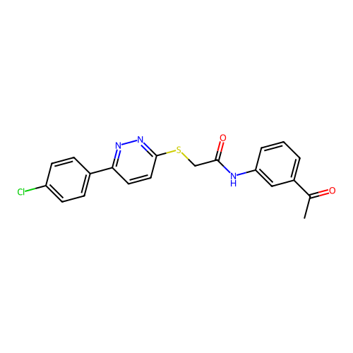 N-(3-acetylphenyl)-2-[6-(4-chlorophenyl)pyridazin-3-yl]sulfanylacetamide structure