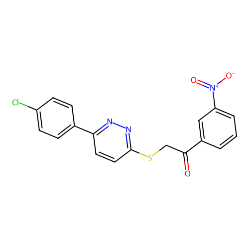 2-[6-(4-Chlorophenyl)pyridazin-3-yl]sulfanyl-1-(3-nitrophenyl)ethanone structure