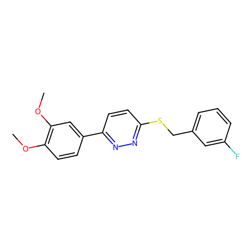 3-(3,4-Dimethoxyphenyl)-6-((3-fluorobenzyl)thio)pyridazine structure