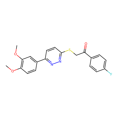 2-[6-(3,4-Dimethoxyphenyl)pyridazin-3-yl]sulfanyl-1-(4-fluorophenyl)ethanone structure