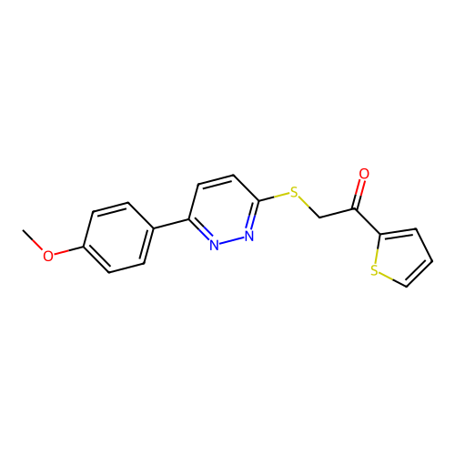 2-[6-(4-Methoxyphenyl)pyridazin-3-yl]sulfanyl-1-thiophen-2-ylethanone structure
