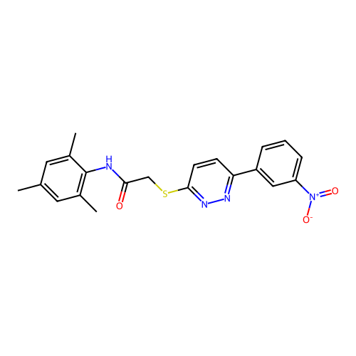 N-mesityl-2-((6-(3-nitrophenyl)pyridazin-3-yl)thio)acetamide structure