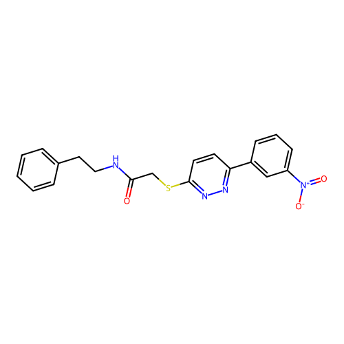 2-((6-(3-nitrophenyl)pyridazin-3-yl)thio)-N-phenethylacetamide structure