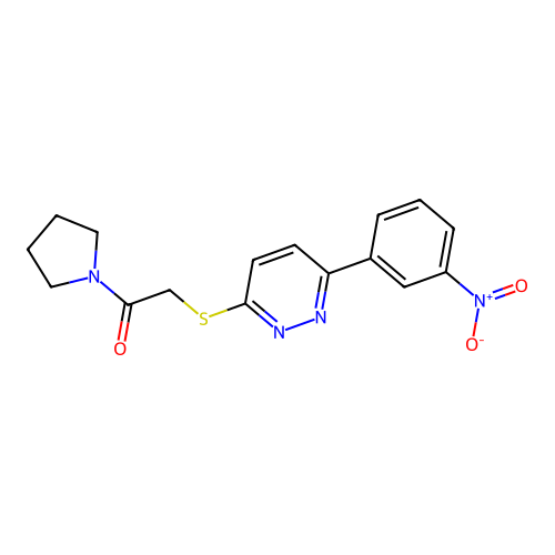 2-[6-(3-Nitrophenyl)pyridazin-3-yl]sulfanyl-1-pyrrolidin-1-ylethanone structure