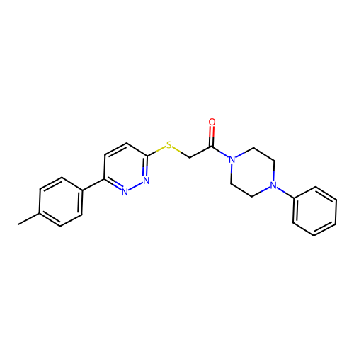 1-(4-Phenylpiperazin-1-yl)-2-((6-(p-tolyl)pyridazin-3-yl)thio)ethanone structure
