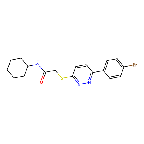 2-((6-(4-bromophenyl)pyridazin-3-yl)thio)-N-cyclohexylacetamide structure