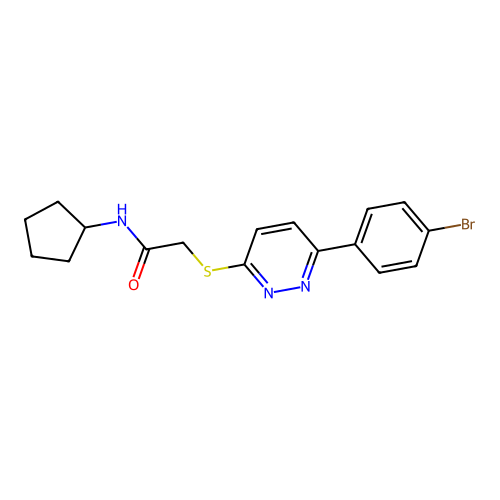 2-((6-(4-bromophenyl)pyridazin-3-yl)thio)-N-cyclopentylacetamide structure