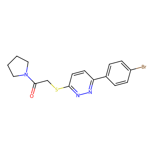 2-[6-(4-Bromophenyl)pyridazin-3-yl]sulfanyl-1-pyrrolidin-1-ylethanone structure