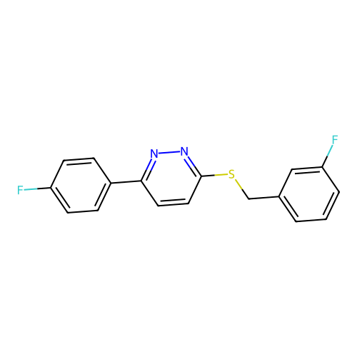 3-((3-Fluorobenzyl)thio)-6-(4-fluorophenyl)pyridazine structure
