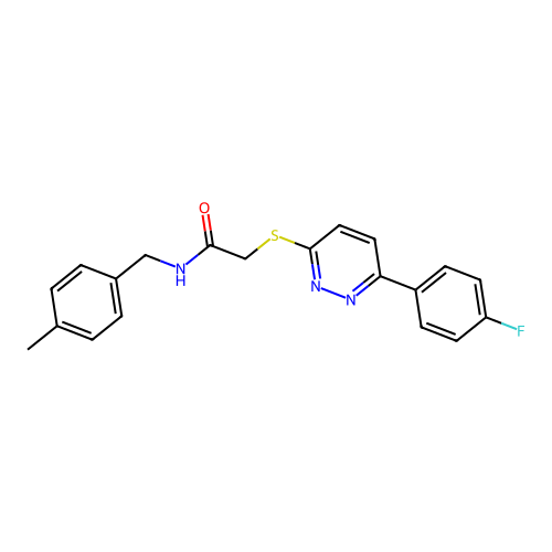 2-((6-(4-fluorophenyl)pyridazin-3-yl)thio)-N-(4-methylbenzyl)acetamide structure