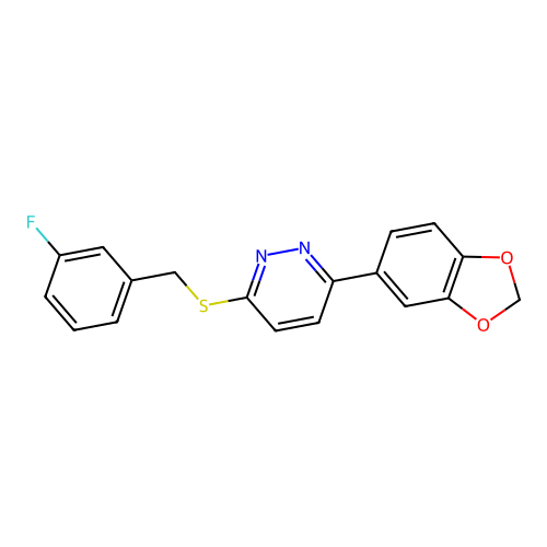 3-(1,3-Benzodioxol-5-yl)-6-[(3-fluorophenyl)methylsulfanyl]pyridazine structure