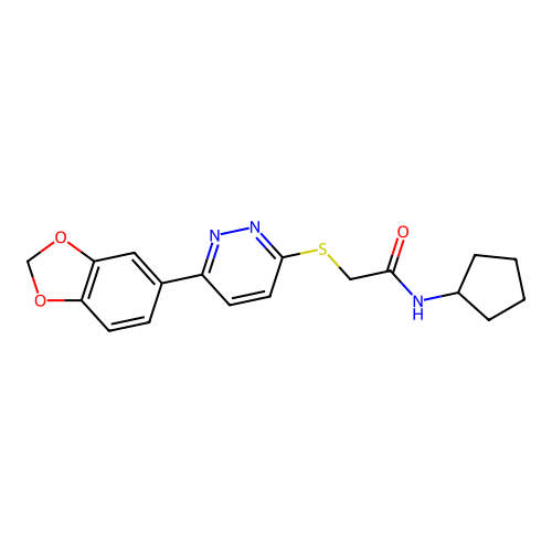 2-[6-(1,3-benzodioxol-5-yl)pyridazin-3-yl]sulfanyl-N-cyclopentylacetamide structure