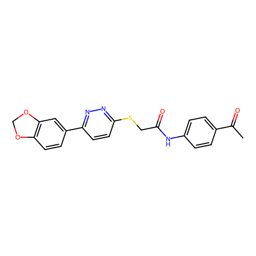 N-(4-acetylphenyl)-2-[6-(1,3-benzodioxol-5-yl)pyridazin-3-yl]sulfanylacetamide structure