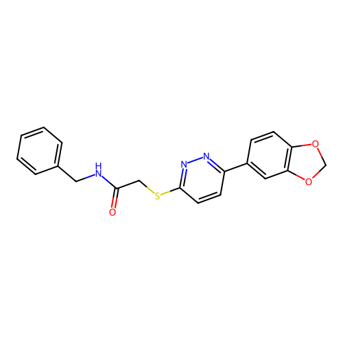 2-[6-(1,3-benzodioxol-5-yl)pyridazin-3-yl]sulfanyl-N-benzylacetamide structure