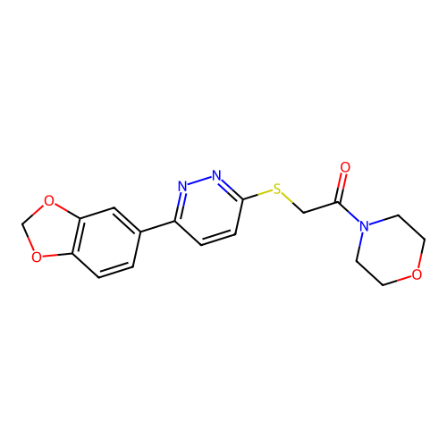 2-((6-(Benzo[d][1,3]dioxol-5-yl)pyridazin-3-yl)thio)-1-morpholinoethanone structure