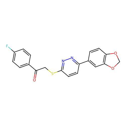 2-[6-(1,3-Benzodioxol-5-yl)pyridazin-3-yl]sulfanyl-1-(4-fluorophenyl)ethanone structure