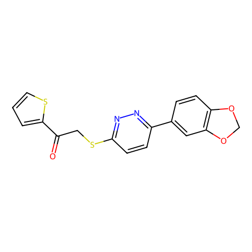 2-[6-(1,3-Benzodioxol-5-yl)pyridazin-3-yl]sulfanyl-1-thiophen-2-ylethanone structure