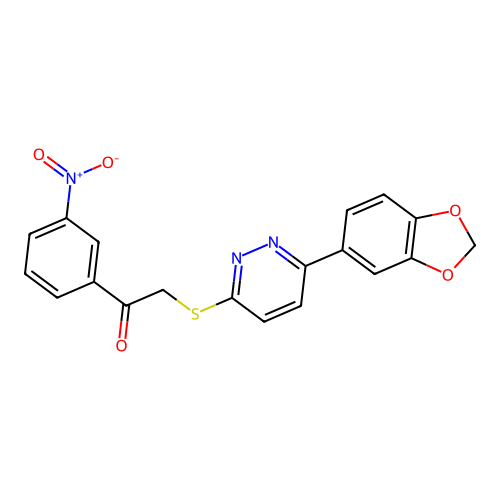 2-[6-(1,3-Benzodioxol-5-yl)pyridazin-3-yl]sulfanyl-1-(3-nitrophenyl)ethanone structure