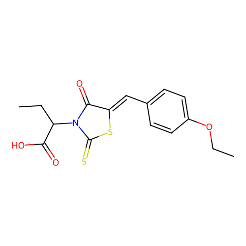 2-[(5Z)-5-[(4-ethoxyphenyl)methylidene]-4-oxo-2-sulfanylidene-1,3-thiazolidin-3-yl]butanoic acid structure