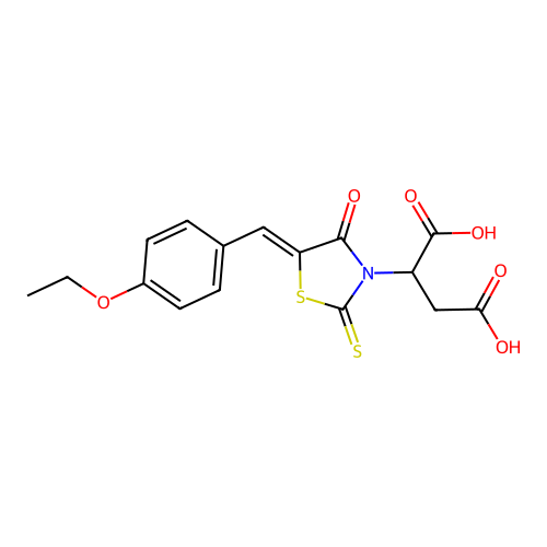 2-[(5Z)-5-[(4-ethoxyphenyl)methylidene]-4-oxo-2-sulfanylidene-1,3-thiazolidin-3-yl]butanedioic acid structure