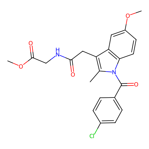 Methyl 2-[[2-[1-(4-chlorobenzoyl)-5-methoxy-2-methyl-indol-3-yl]acetyl]amino]acetate structure