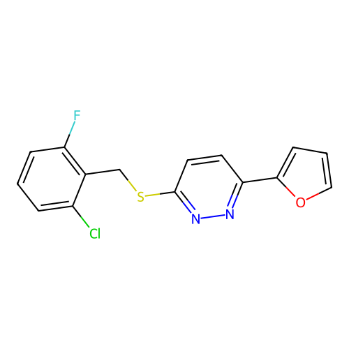 3-((2-Chloro-6-fluorobenzyl)thio)-6-(furan-2-yl)pyridazine structure
