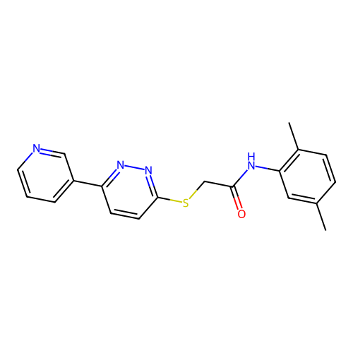 N-(2,5-dimethylphenyl)-2-(6-pyridin-3-ylpyridazin-3-yl)sulfanylacetamide structure