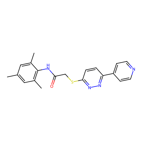 N-mesityl-2-((6-(pyridin-4-yl)pyridazin-3-yl)thio)acetamide structure