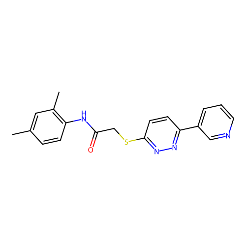 N-(2,4-dimethylphenyl)-2-(6-pyridin-3-ylpyridazin-3-yl)sulfanylacetamide structure