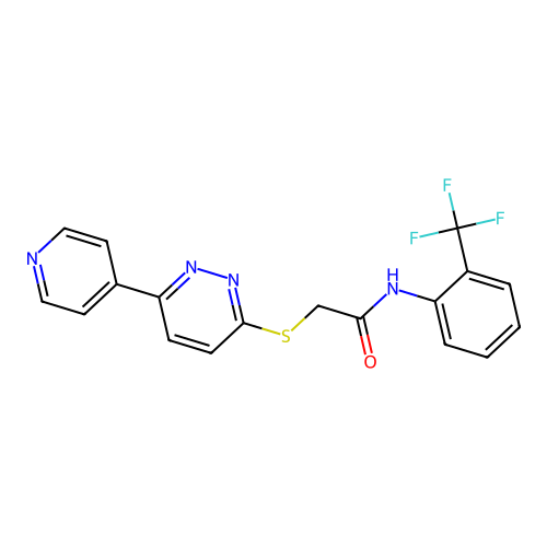 2-((6-(pyridin-4-yl)pyridazin-3-yl)thio)-N-(2-(trifluoromethyl)phenyl)acetamide structure