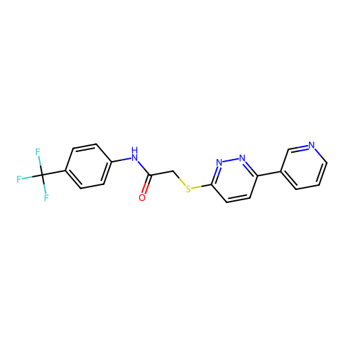2-(6-pyridin-3-ylpyridazin-3-yl)sulfanyl-N-[4-(trifluoromethyl)phenyl]acetamide structure