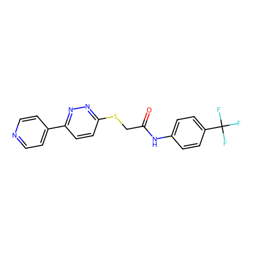 2-(6-pyridin-4-ylpyridazin-3-yl)sulfanyl-N-[4-(trifluoromethyl)phenyl]acetamide structure