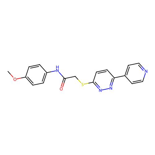 N-(4-methoxyphenyl)-2-(6-pyridin-4-ylpyridazin-3-yl)sulfanylacetamide structure