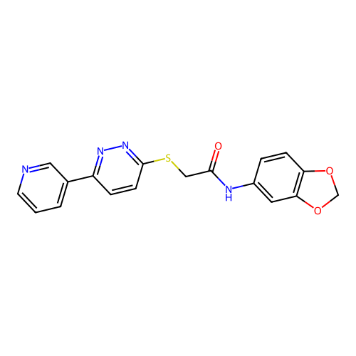 N-(1,3-benzodioxol-5-yl)-2-(6-pyridin-3-ylpyridazin-3-yl)sulfanylacetamide structure